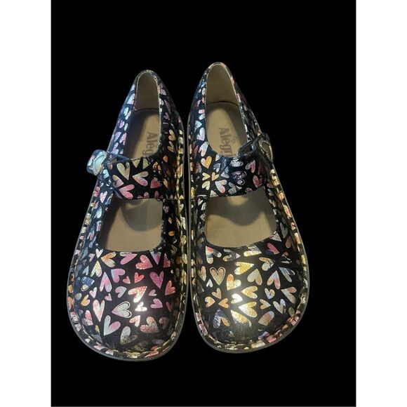 Alegria Womens Multicolor Paloma Hearts Leather Mary Jane Shoes Size 38 - Picture 2 of 10